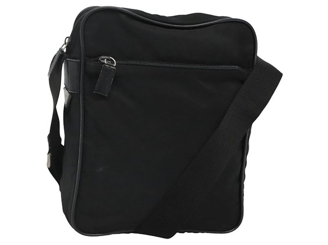 Borsa a spalla PRADA in nylon nero Auth 106796