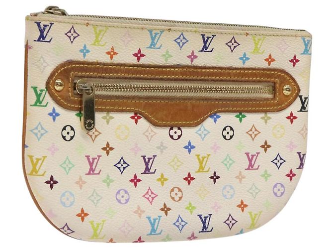 LOUIS VUITTON Monogram Multicolor Pochette GM Pouch White M60027 LV Auth hk2317