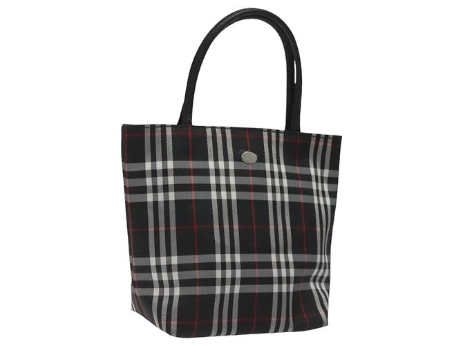 Bolso de mano de nylon negro con estampado Nova Check de BURBERRY Auth hk2393