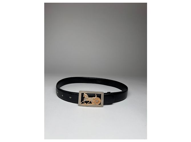 Céline Vintage Celine Paris Leder Gürtel Schwarz