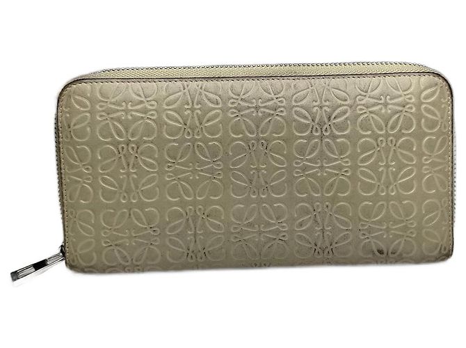 Vintage Loewe Madrid Monogram Leather Wallet grey White