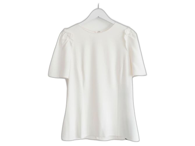 Top de crepe com babados Dolce & Gabbana Cru
