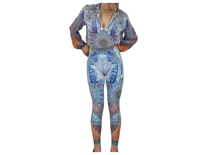 Leggings estampados Camilla de cintura alta Blanco Multicolor Amarillo Azul claro Azul oscuro