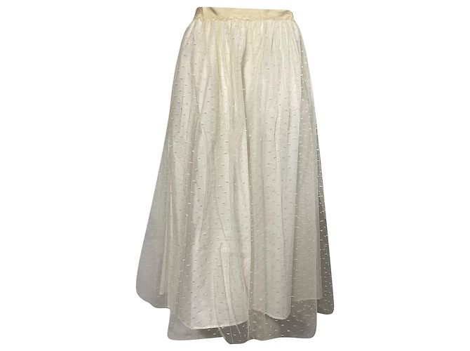 Saia midi de tule com bolinhas RED Valentino em poliéster creme Branco Cru