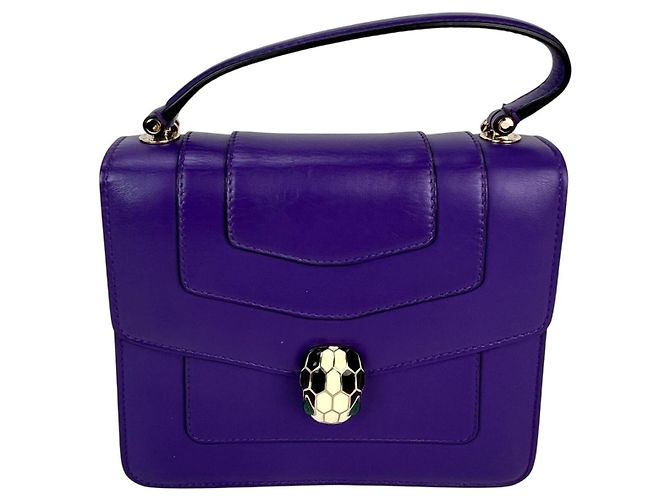 Bulgari Bolsa transversal Bvlgari Serpenti Forever em couro de bezerro roxa com alça superior Roxo