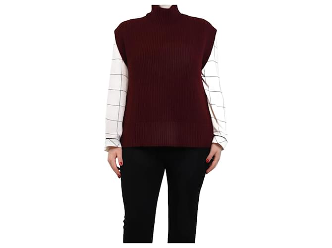 Autre Marque Burgundy ribbed high-neck jumper vest - size L Dark red Wool  ref.2127649