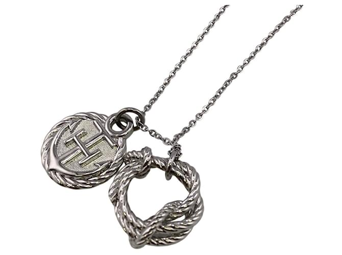 Hermès Hermes Silver Cordage Rope Necklace Silvery 