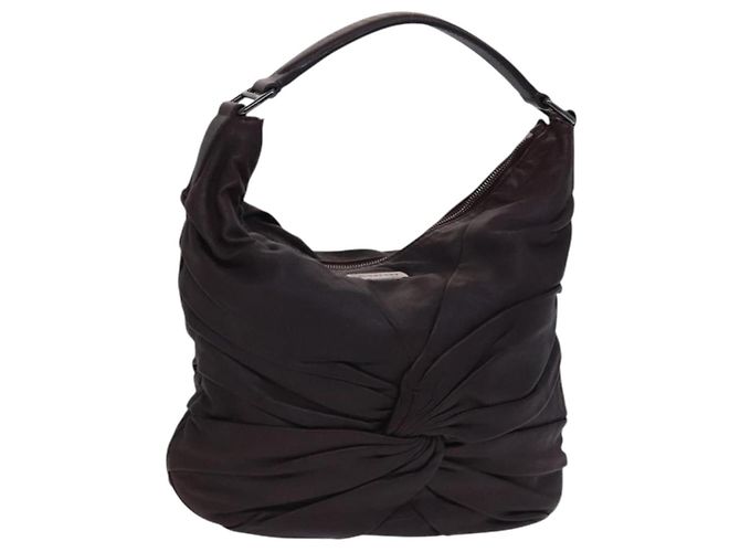 Bolsa de ombro de couro marrom Burberry Auth ti2934