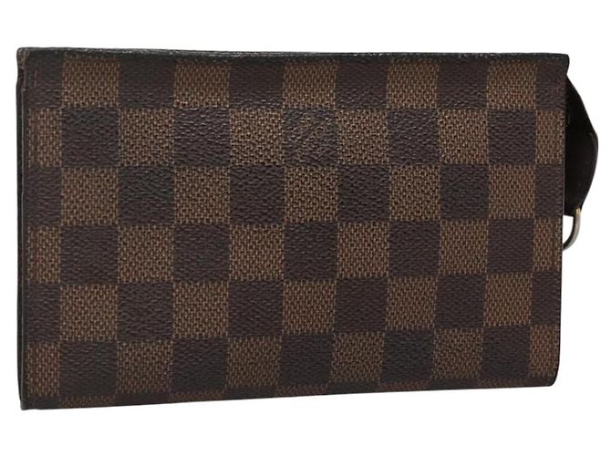 LOUIS VUITTON Damier Ebene Marais Pouch LV Auth BA953