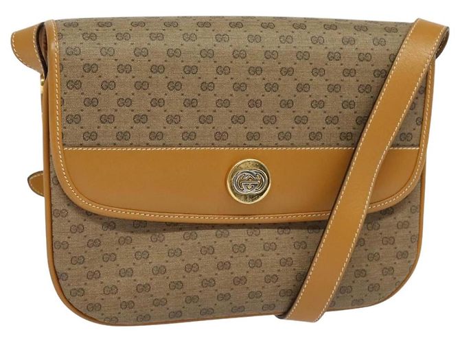 Gucci Borsa a spalla Micro GG Supreme in PVC Marrone Oro Auth BA959 D'oro