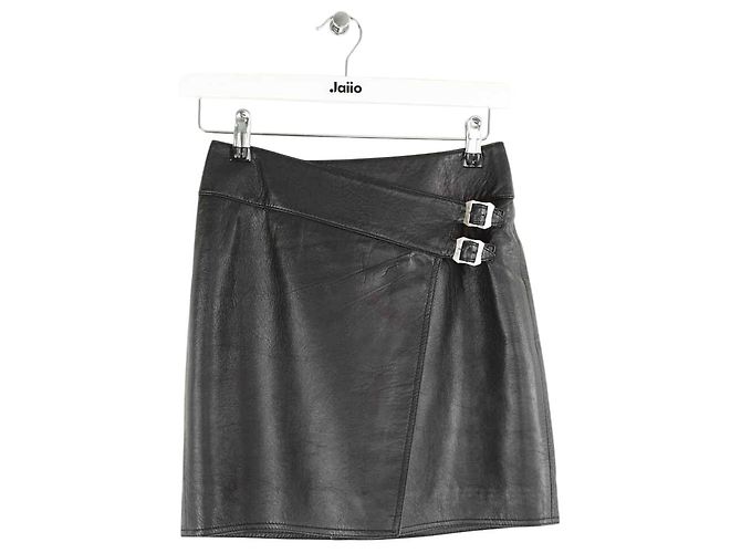 Saint Laurent Mini saia de couro preta Preto