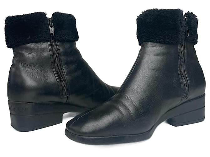 Vintage Yves Saint Laurent Leather Boots black  ref.2128086