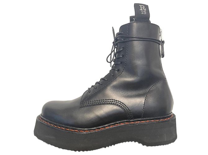R13 Black Leather Ankle Boots with Vibram Sole