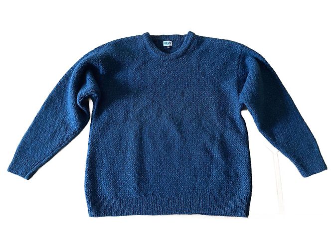 Pullover oder Sweater aus 100% petrolblauer Wolle Größe L-XL Kenzo Herren