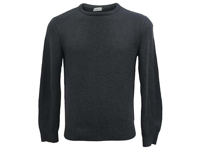  Saint Laurent Knitted Crewneck Sweater in Black Wool  ref.2128558