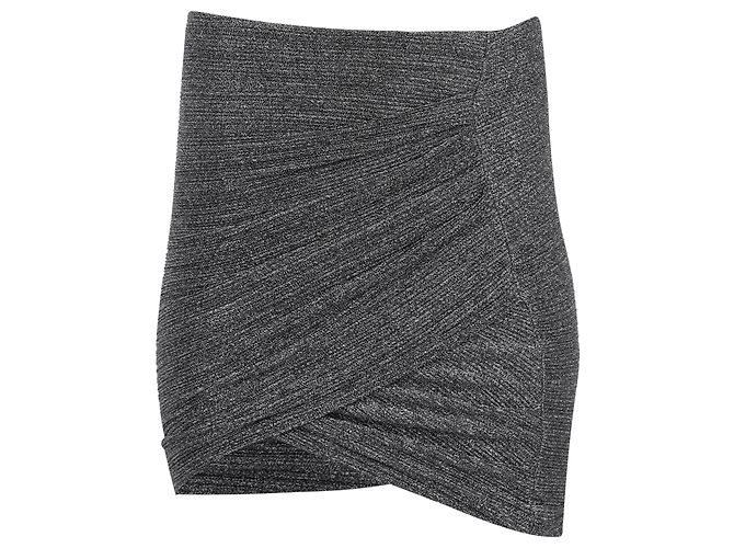 Iro Brendal Drapierte Metallic Strick Minirock aus silbernem Polyester Metallisch