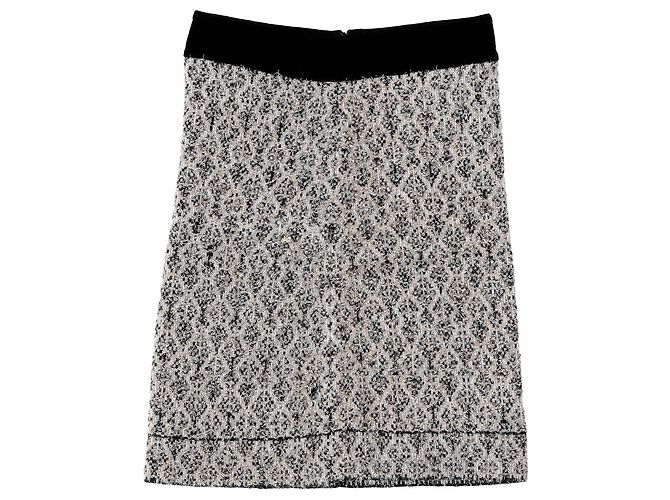 Saia mini de malha jacquard metálico Sandro Jazz em lã preta Preto