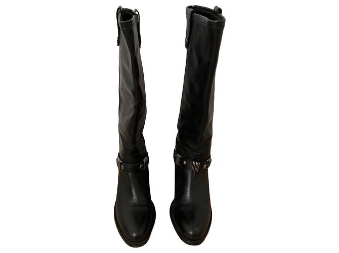 Botas de piel negra Jean Louis Scherrer Negro