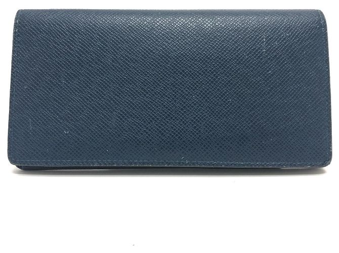 Portafoglio Lungo Brazza in Stripe Taiga Louis Vuitton Blu Bordò