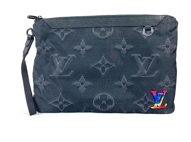 Louis Vuitton Monogram Pochette A4 Reversible Bag Pouch Black Nylon  ref.2129622