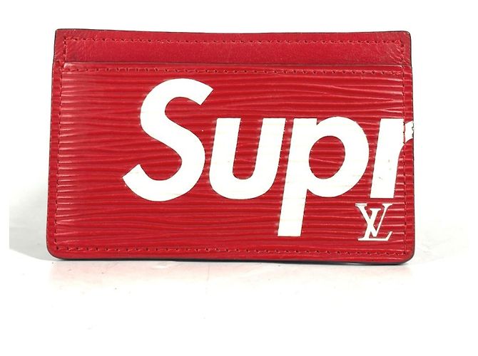 Portacarte in pelle Epi Louis Vuitton Bianco Rosso