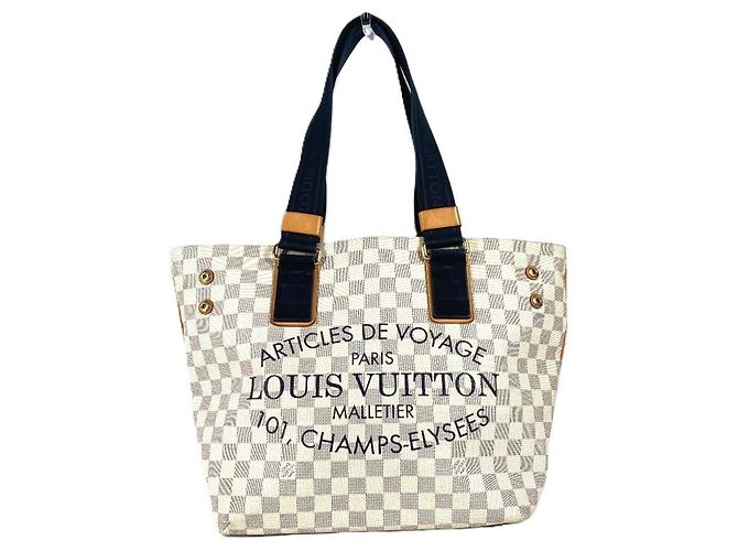 Louis Vuitton Damier Azur Plan Soleil Cabas PM Tasche Weiß