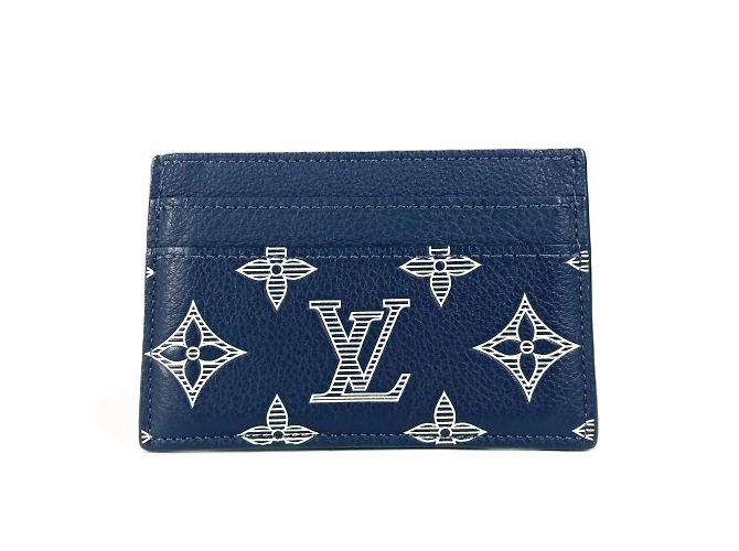 Louis Vuitton Monogram Shadow Card Case Navy blue