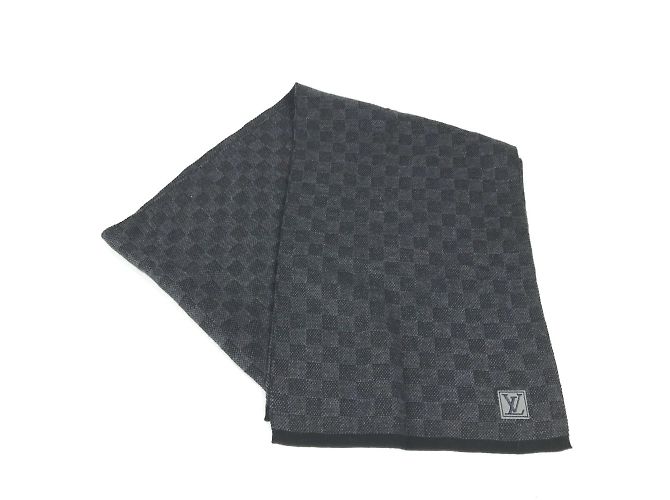Bufanda Petit Damier Graphite Louis Vuitton Castaño Negro