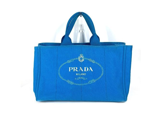 Tote Bolso Logo Canapa de Prada Blanco Azul