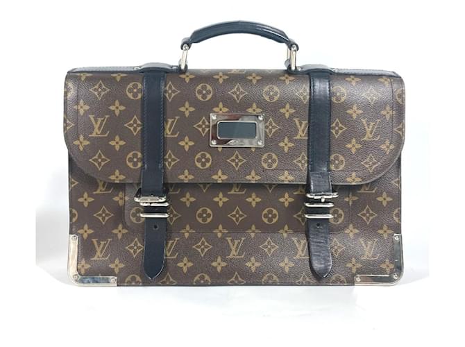 Louis Vuitton Monogram Macassar Rally Briefcase Brown Black Patent leather  ref.2130052