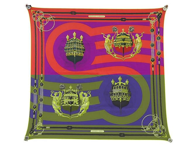 Hermès NEUF FOULARD HERMES CHATEAU D'ARRIERE CARRE 70 SOIE MULTICOLORE BOITE SCARF  ref.2130133