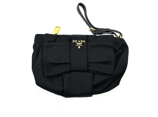 Ribbon Prada 1N1422 Logo-Ripschultertasche Schwarz