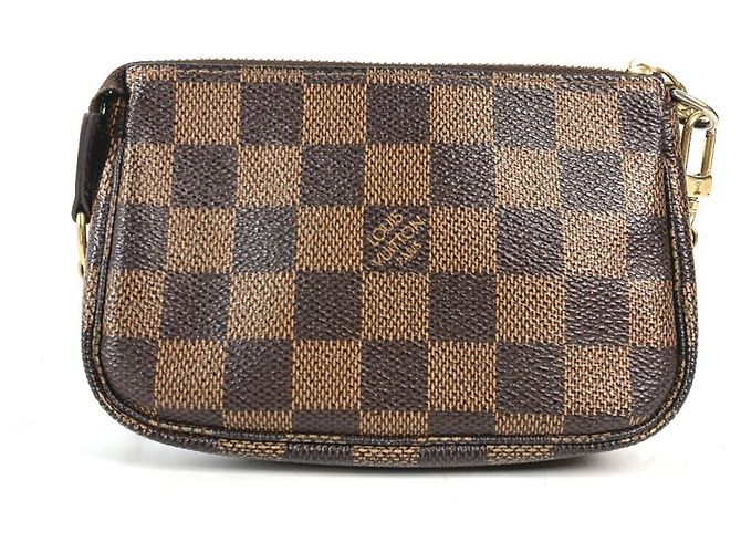 Bolsa Acessório Mini Pochette Damier T&B Louis Vuitton Marrom Vermelho Damier ebene