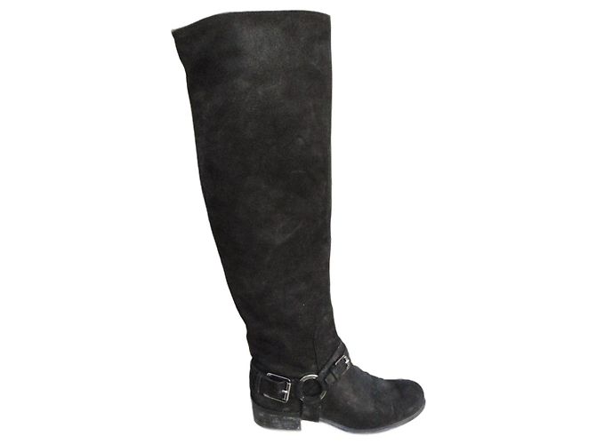 Botas Altas Dior Negras de Nubuck Negro