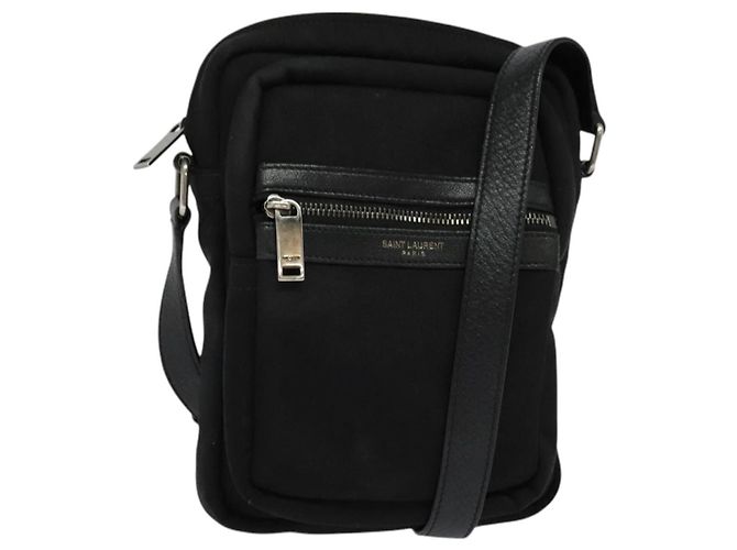 Borsa a spalla in tela nera Auth BA873 di SAINT LAURENT Nero