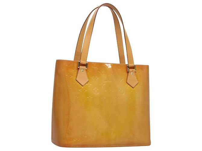 LOUIS VUITTON Monogram Vernis Bolsa de Mano Houston Amarillo M91121 LV Auth BA914