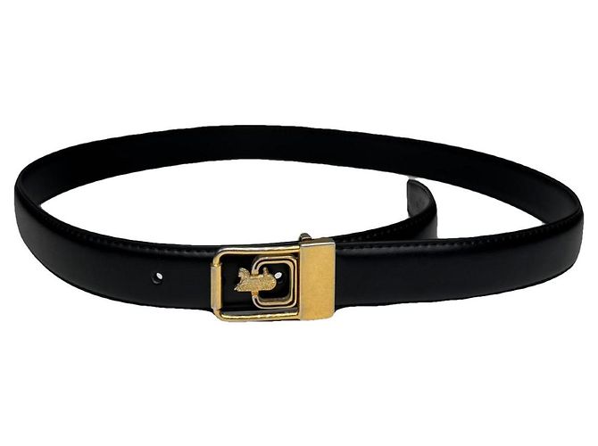 Céline Celine Triomphe schwarze Leder-Gürtel 