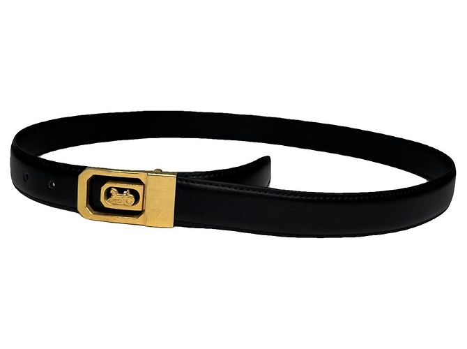 Céline Celine Triomphe Black Leather Belt