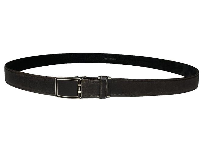 Cinturón de cuero marrón Yves Saint Laurent Castaño