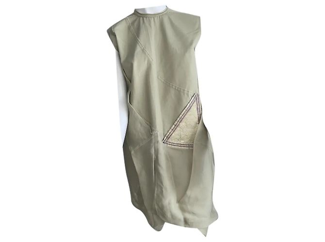 Vestido Rick Owens de algodão com bainha assimétrica cáqui Caqui