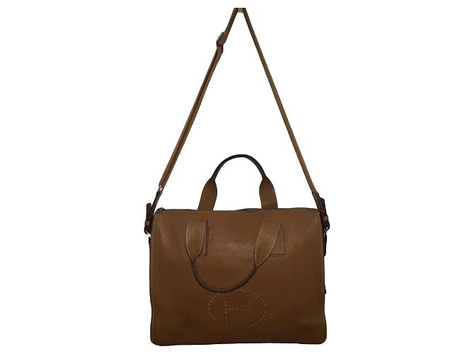 Sac Cabas Hermès Marron Doré Cuir