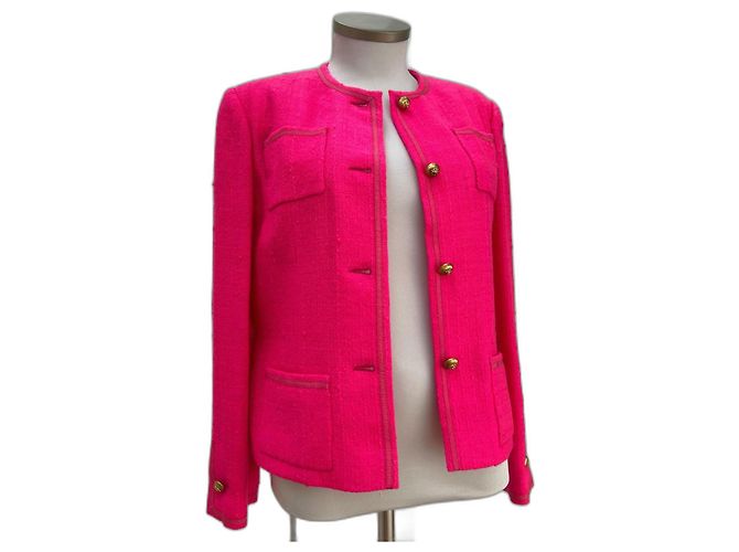 Giacca Chanel in tweed e seta rosa
