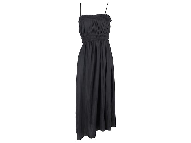 Maje Cutout Rüschenshirtloses Midikleid aus schwarzem Polyester