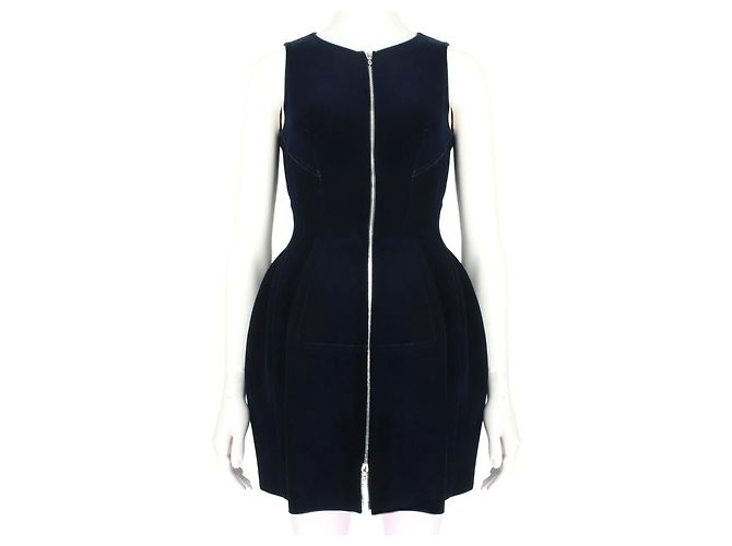 Alaïa Alaia Samt Fit & Flare Kleid Blau