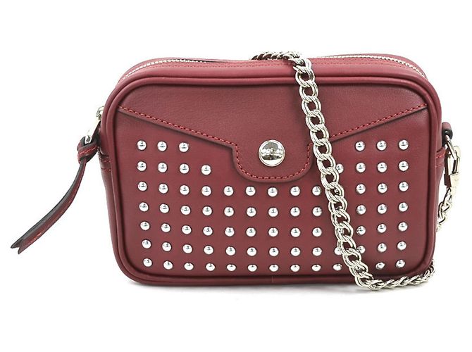 Borsa a spalla in pelle rosso scuro Longchamp Bordò