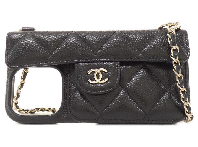 Custodia per iPhone 15 Pro Chanel Timeless Classic Nero