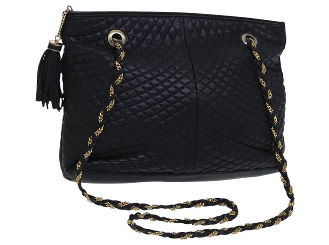 Borsa a spalla BALLY in pelle nera e oro Auth ti2944 Nero D'oro 