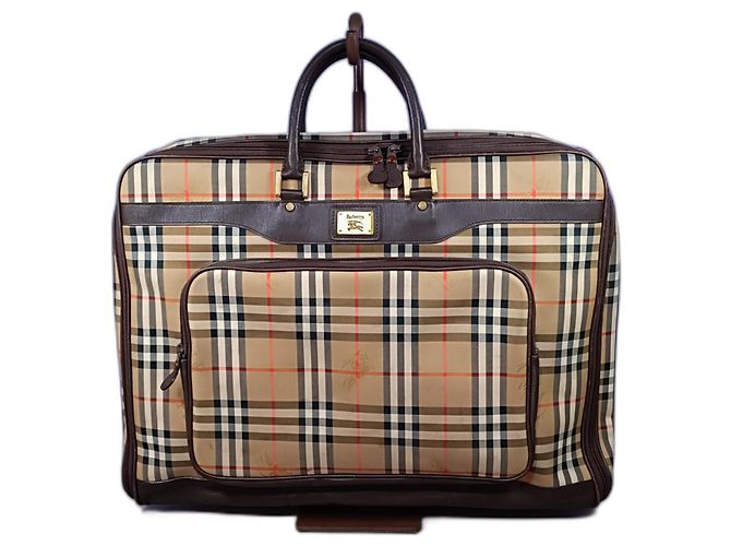 Burberry Reisetasche Hellbraun Leder und Canvas