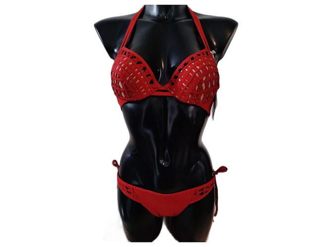 Neuer La Perla Red Ethno Soustache Badeanzug 40 Rot