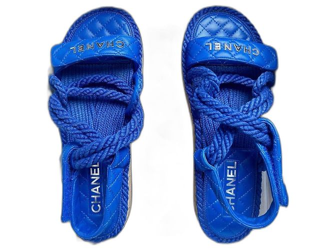 Sandali Dad Chanel blu scuro pelle